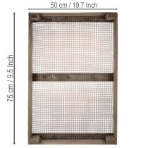 Article Boîte en bois vintage avec grille métallique, style campagnard, passoire à oignons décorative, 75×50×14cm