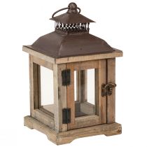 Article Lanterne vintage lanterne en bois marron foncé 15×15cm H26cm