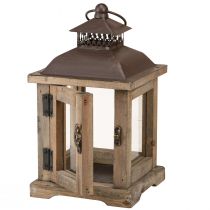 Article Lanterne vintage lanterne en bois marron foncé 15×15cm H26cm