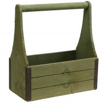 Boîte à plantes vintage boîte à outils en bois vert olive 28×14×31cm
