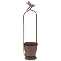 Article Jardinière vintage avec tuteur et libellule Métal Ø16/H62cm