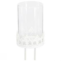 Article Photophore vintage à piquer Blanc Ø5,5cm H8cm 4pcs