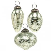 Article Décorations de Noël vintage en verre H7,5/8,5/9,5 cm 3 pièces