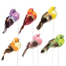 Article Oiseau artificiel en fil de fer pour loisirs créatifs, décoration colorée pour toutes les saisons, 8 cm, lot de 12.