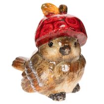 Article Figurine décorative oiseau en céramique avec bonnet rouge en forme de pomme 13 cm