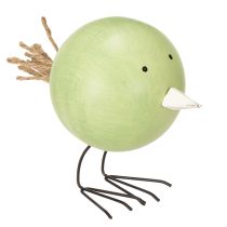 Article Set de 3 figurines décoratives poussin rondes en bois et métal – 9,5 cm