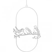 Article Décoration de fenêtre oiseau déco ressort, métal blanc H37,5cm 2pcs