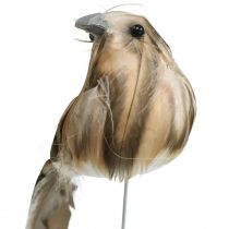 Printemps, oiseau sur fil, décoration fleur blanche, couleurs naturelles H4,5cm 12pcs