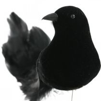 Article Pigeons sur fil, décoration mariage, pigeons noirs H7cm 4pcs