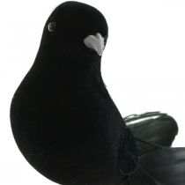 Article Pigeons sur fil, décoration mariage, pigeons noirs H7cm 4pcs