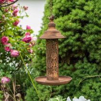 Mangeoire pour oiseaux à suspendre aspect rouille Ø20cm H36cm