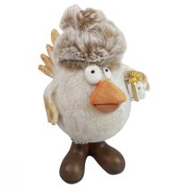 Article Figurines de Noël oiseau avec chapeau beige 11,5x8x14cm 2pcs