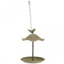 Bain d&#39;oiseau suspendu en métal Bain d&#39;oiseau jardin aspect antique H28cm