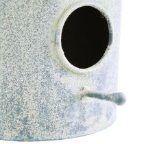 Article Nichoir à suspendre en métal blanc bleu Ø15cm H21cm