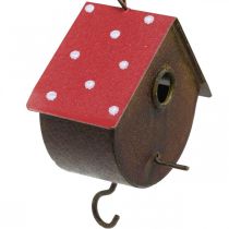 Nichoir décoratif suspendu maison d&#39;oiseau automne mangeoire à oiseaux décoration en métal H14-12cm L34-37cm