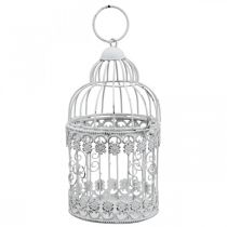 Déco volière shabby blanc cage à oiseaux décoration métal Ø10cm H17cm
