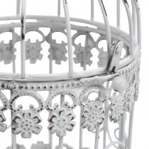 Déco volière shabby blanc cage à oiseaux décoration métal Ø10cm H17cm