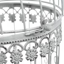 Cage à suspendre, volière décorative, décoration métal, shabby chic blanc Ø12.5cm H25cm