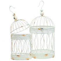 Volière oiseau vintage rond blanc Ø22 / 18cm 2pcs