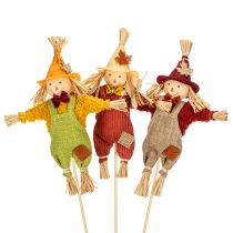 Article Figurine d'épouvantail en tissu sur tige 60 cm pour décoration d'automne