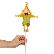 Article Figurine d'épouvantail en tissu sur tige 60 cm pour décoration d'automne