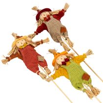 Article Figurine d'épouvantail en tissu sur tige 60 cm pour décoration d'automne