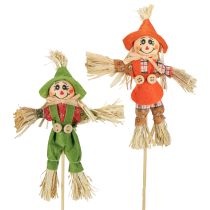 Article Tuteurs de fleurs épouvantail vert orange H16cm 16 pcs