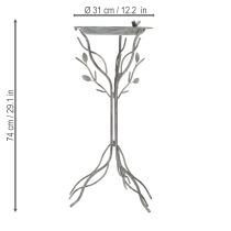 Article Bain d'oiseaux décoratif à motif de feuilles délicates de style vintage, 74 cm