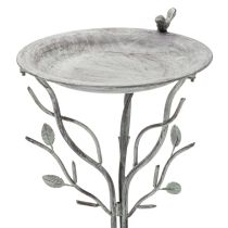 Article Bain d'oiseaux décoratif à motif de feuilles délicates de style vintage, 74 cm