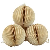 Article Boules décoratives en papier crème et or Ø8cm - Lot de 4