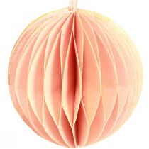 Article Boule nid d&#39;abeille décorations de Noël rose abricot Ø7cm 4 pcs