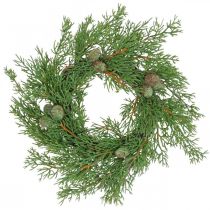 Couronne de genévrier artificielle, couronne décorative genévrier, cônes Ø25cm
