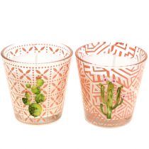 Bougie de cire en verre cactus Ø 6,5 cm 2 p.