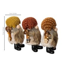 Article Set de 3 figurines lutins avec barbe et bonnet en feutre, 10 cm, multicolore pour décoration intérieure