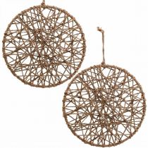 Décoration murale style bohème, anneau décoratif ruban de jute Ø28,5cm 4pcs