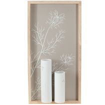 Article Décoration Murale Murale Bois Mini Vases Céramique Blanc H35cm