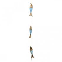 Article Cintre décoratif maritime poisson en bois à suspendre bleu clair L123cm