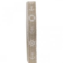 Article Ruban tissé ancre déco ruban maritime marron, blanc 15mm 20m