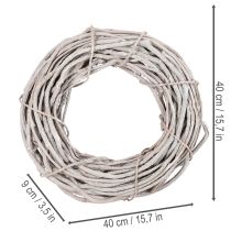 Article Couronne en branches de saule blanchies 40 cm