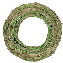 Couronne de raphia avec saule naturel/vert Ø40cm