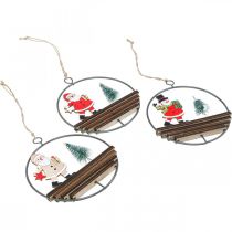 Article Pendentif de Noël Père Noël bonhomme de neige Ø12cm 3pcs