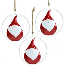 Article Décoration de Noël gnome Père Noël métal Ø16cm 3pcs