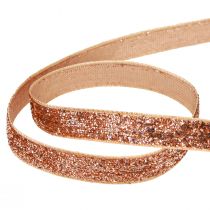 Article Ruban de Noël ruban décoratif à paillettes cuivre rose 10mm 10m