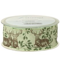 Article Ruban de Noël avec motif cerf ruban vert clair 40mm 20m