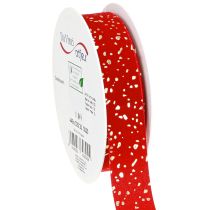 Article Ruban de Noël moucheté doré, rouge, 25 mm, 20 m
