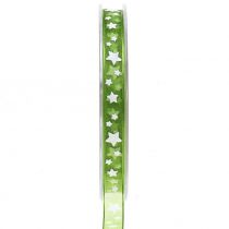 Ruban de Noël en organza vert avec étoile 10mm 20m
