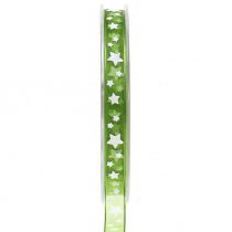 Article Ruban de Noël en organza vert avec étoile 10mm 20m