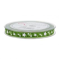 Article Ruban de Noël en organza vert avec étoile 10mm 20m