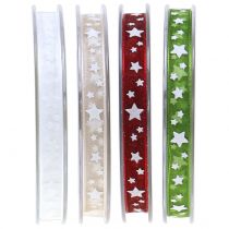 Article Ruban de Noël en organza avec motif étoile 10mm 20m