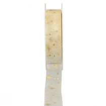 Ruban Noël, ruban organza motif étoile blanc 25mm 25m